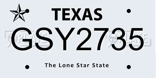 GSY2735 Texas License Plate