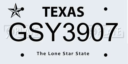 GSY3907 Texas License Plate