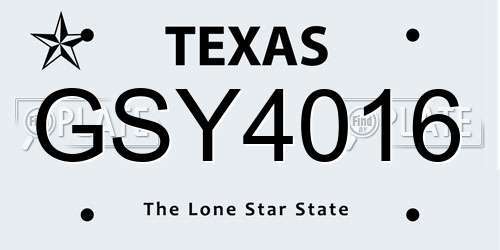 GSY4016 Texas License Plate