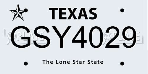 GSY4029 Texas License Plate