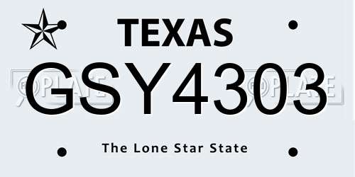 GSY4303 Texas License Plate