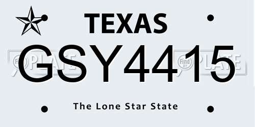 GSY4415 Texas License Plate