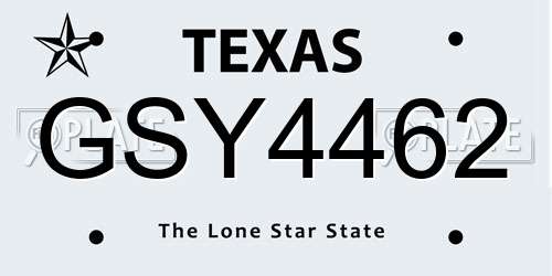 GSY4462 Texas License Plate