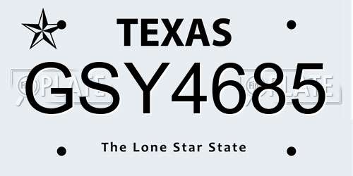 GSY4685 Texas License Plate
