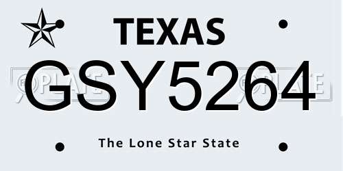 GSY5264 Texas License Plate