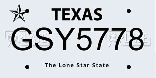 GSY5778 Texas License Plate