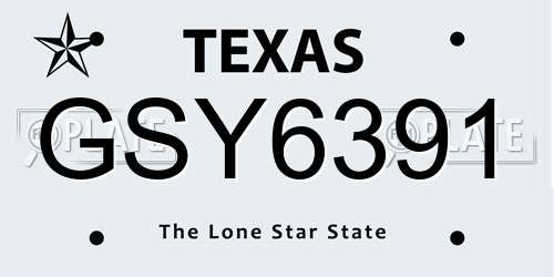GSY6391 Texas License Plate