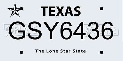 GSY6436 Texas License Plate