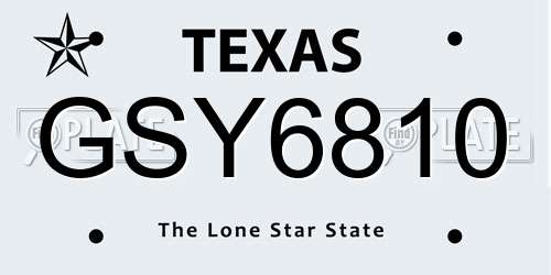 GSY6810 Texas License Plate