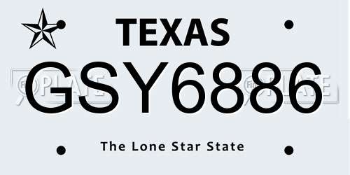GSY6886 Texas License Plate