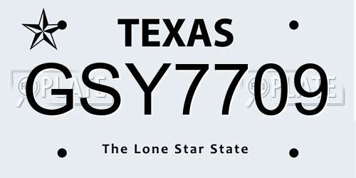 GSY7709 Texas License Plate
