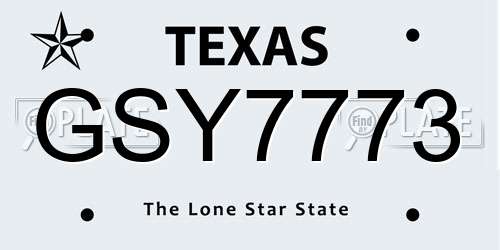 GSY7773 Texas License Plate