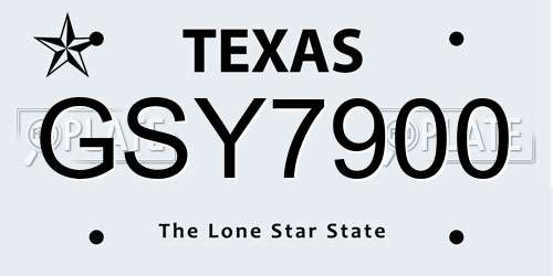 GSY7900 Texas License Plate