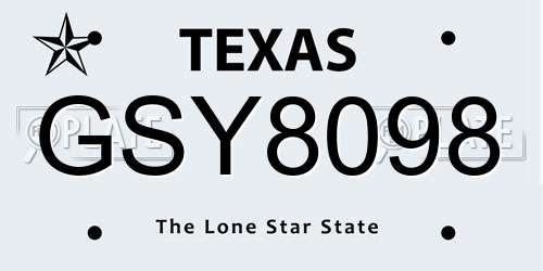 GSY8098 Texas License Plate