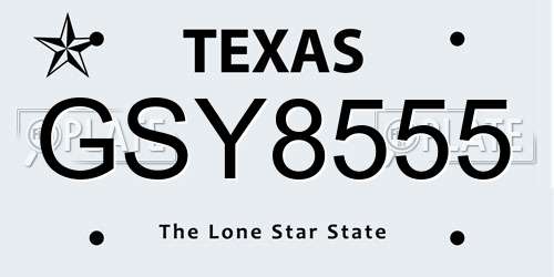 GSY8555 Texas License Plate