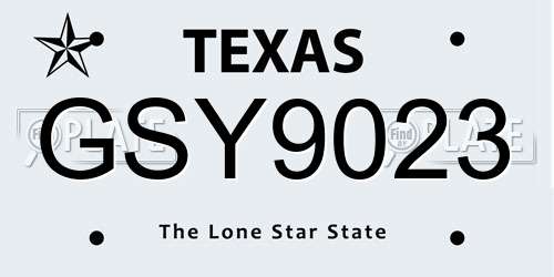 GSY9023 Texas License Plate