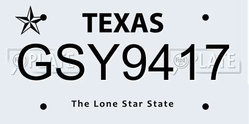 GSY9417 Texas License Plate