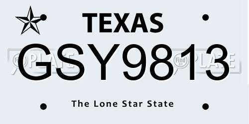 GSY9813 Texas License Plate
