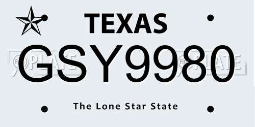 GSY9980 Texas License Plate