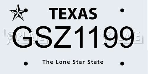 GSZ1199 Texas License Plate