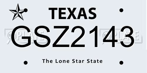 GSZ2143 Texas License Plate