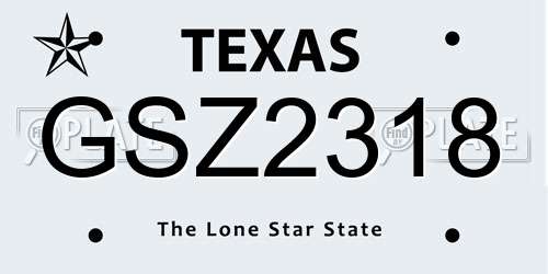GSZ2318 Texas License Plate