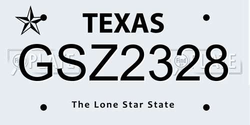 GSZ2328 Texas License Plate