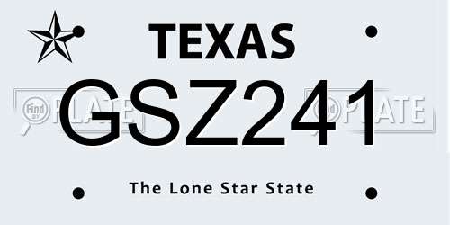 GSZ241 Texas License Plate
