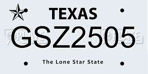 GSZ2505 Texas License Plate