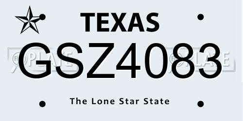 GSZ4083 Texas License Plate