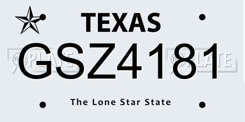 GSZ4181 Texas License Plate