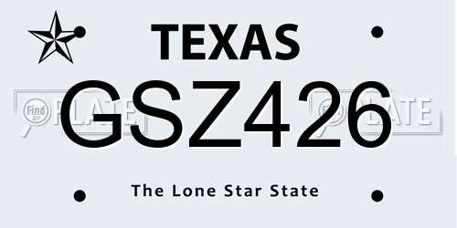 GSZ426 Texas License Plate