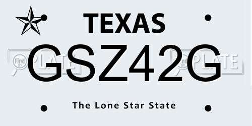 GSZ42G Texas License Plate