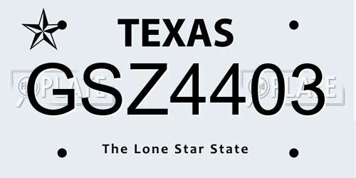 GSZ4403 Texas License Plate