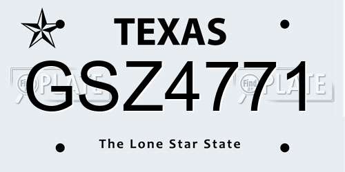 GSZ4771 Texas License Plate