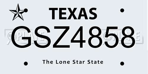 GSZ4858 Texas License Plate