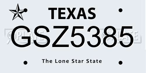 GSZ5385 Texas License Plate