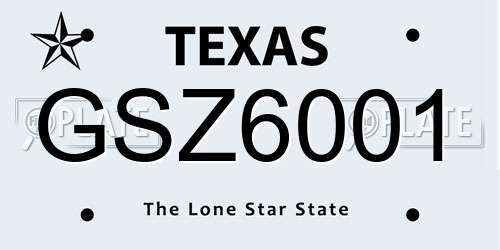 GSZ6001 Texas License Plate