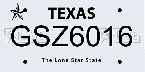 GSZ6016 Texas License Plate