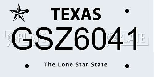 GSZ6041 Texas License Plate