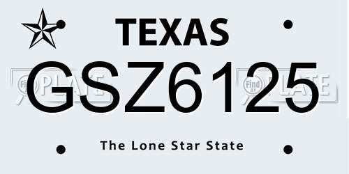 GSZ6125 Texas License Plate