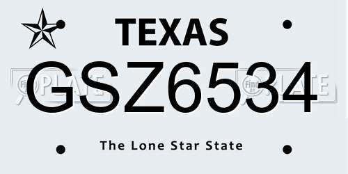 GSZ6534 Texas License Plate