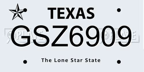 GSZ6909 Texas License Plate