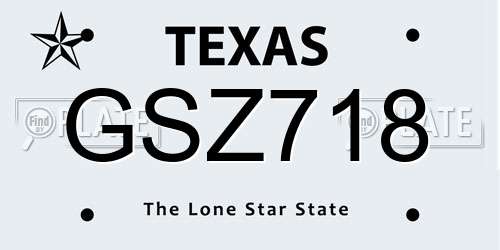 GSZ718 Texas License Plate