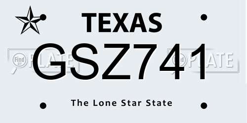 GSZ741 Texas License Plate