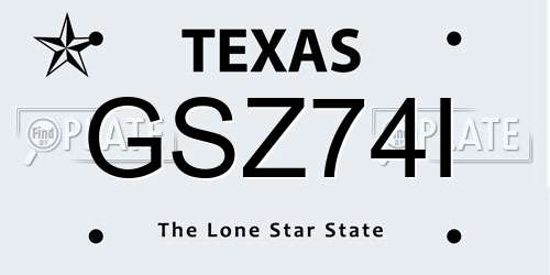 GSZ74I Texas License Plate