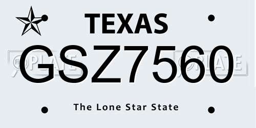 GSZ7560 Texas License Plate