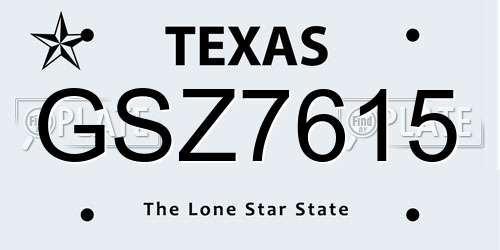 GSZ7615 Texas License Plate