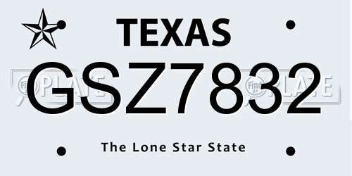GSZ7832 Texas License Plate