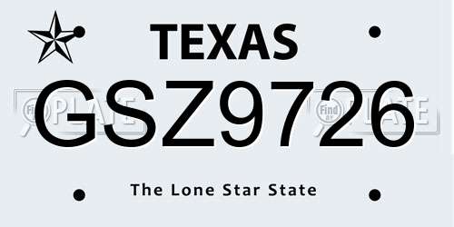 GSZ9726 Texas License Plate